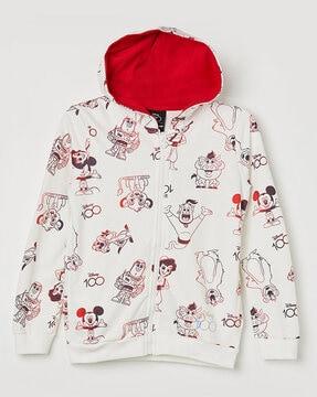 cartoon print hoodie with full sleeves