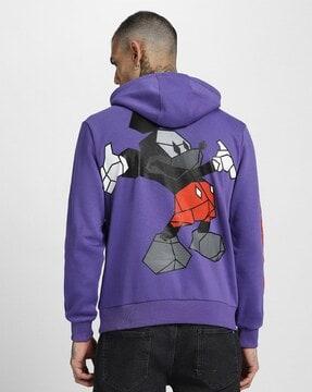 cartoon print hoodie with kangaroo pockets