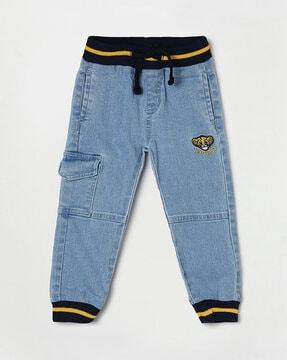cartoon print jeans with semi-elasticated waist