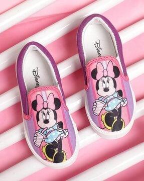 cartoon print round-toe slip-on shoes