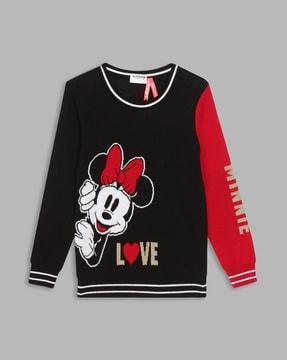 cartoon pullover with ribbed hems