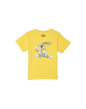 cartoon  print round-neck  t-shirt