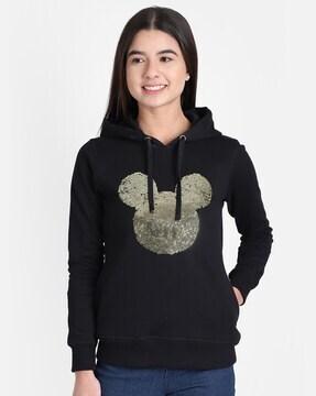 cartoon pattern sweatshirt with sequins detail