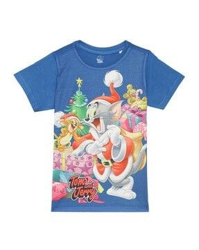 cartoon print crew-neck t-shirt