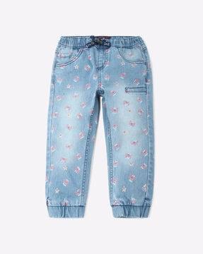 cartoon print jeans with 5-pocket styling