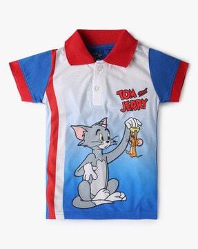 cartoon print polo t-shirt