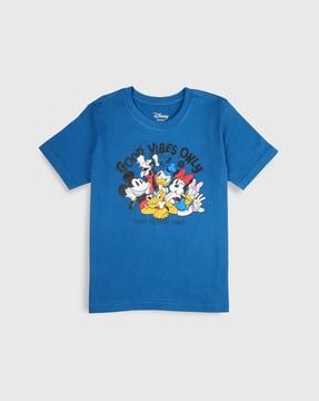 cartoon print round-neck cotton t-shirt