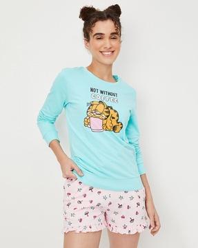 cartoon print round-neck sweatshirt