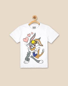 cartoon print round-neck t-shirt