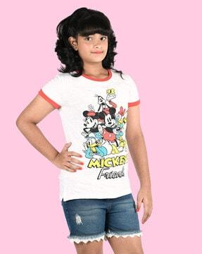 cartoon print round-neck t-shirt