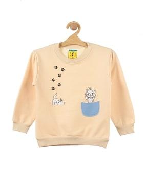 cartoon printed full-length sweat-shirt