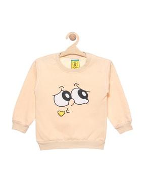 cartoon printed full-length sweat-shirt