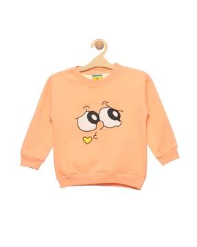 cartoon printed full-length sweat-shirt