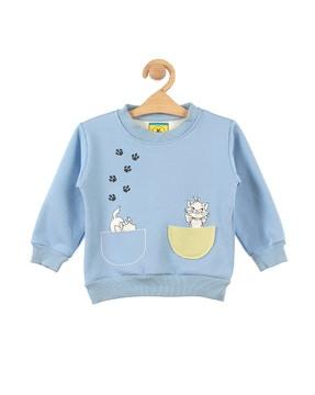 cartoon printed full-length sweat-shirt