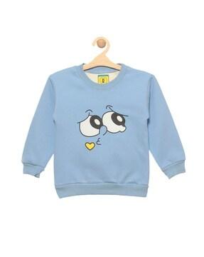 cartoon printed full-length sweat-shirt