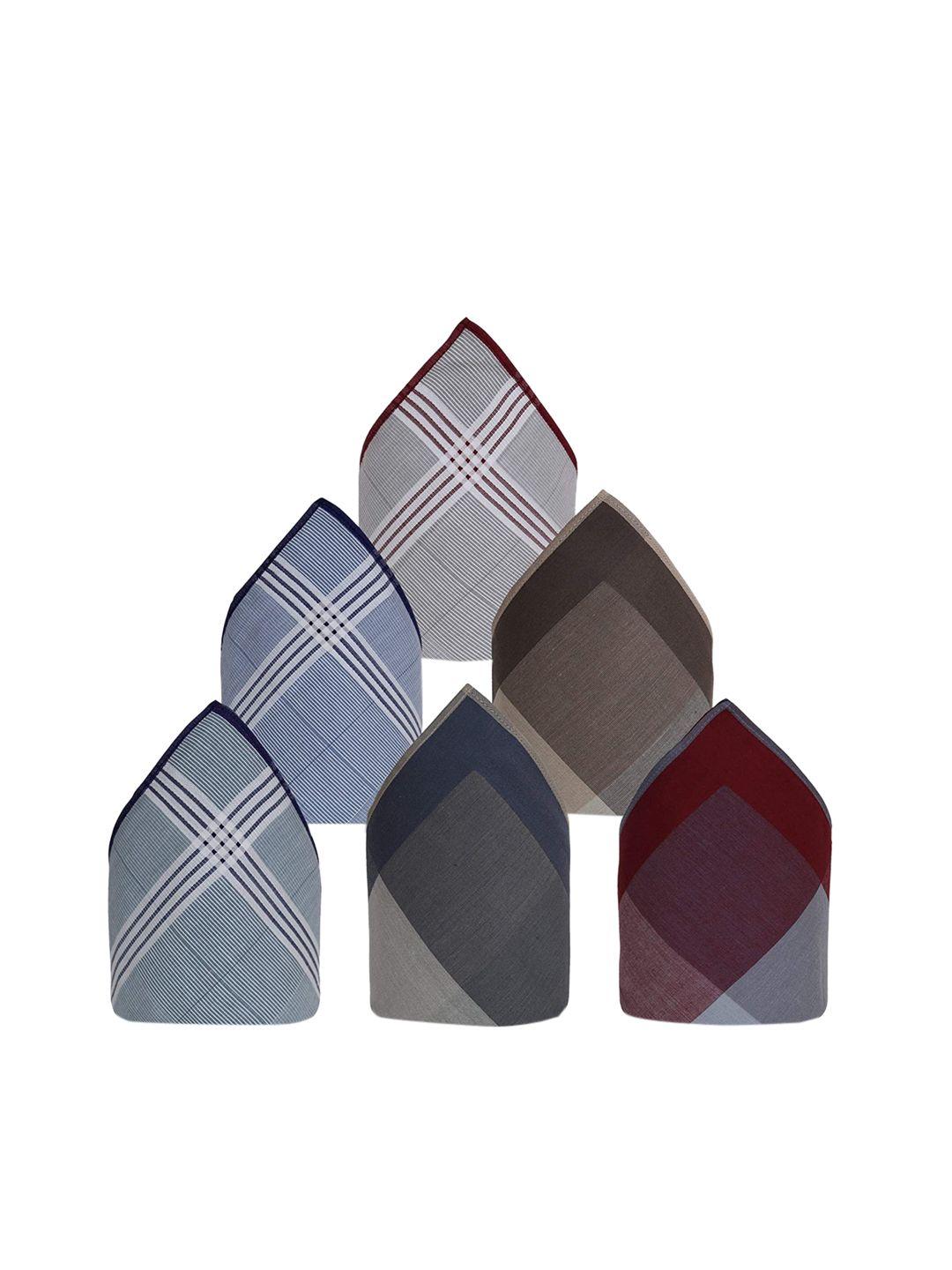 caruso italy men multicoloured set of 6 patterned pure cotton handkerchiefs
