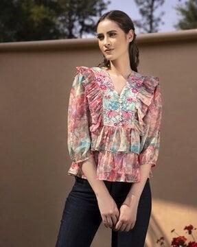 casatta ruffled top