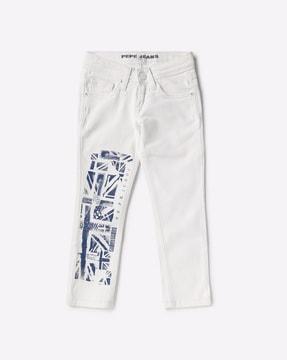 cashed graphic print slim fit jeans