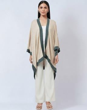cashmere cape with contrast border