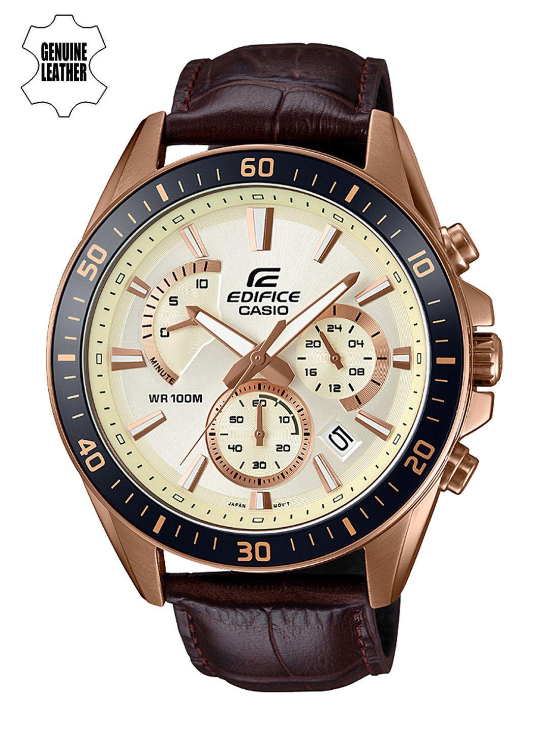 casio edifice men off white analogue watch ex359 efr-552gl-7avudf