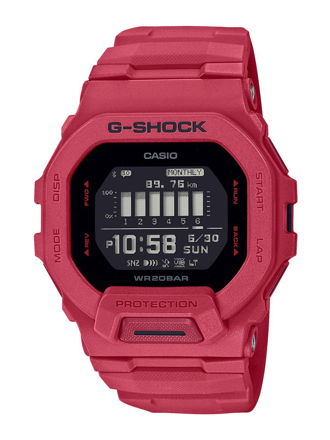 casio men black dial & red straps digital bluetooth watch g1203