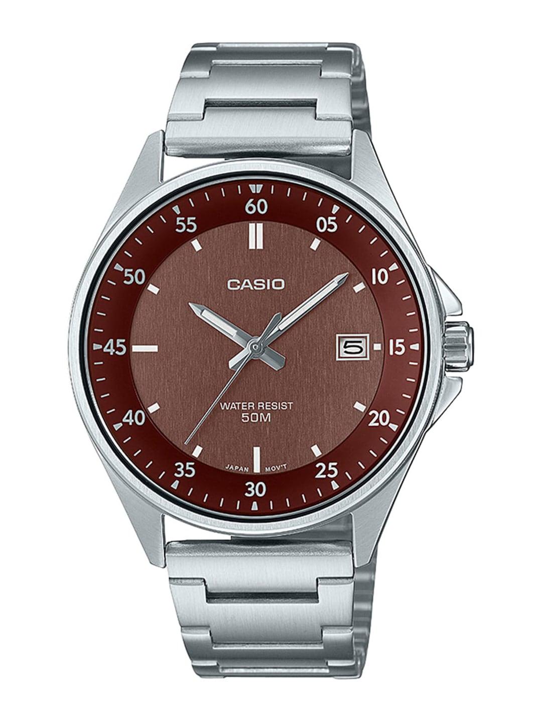 casio men stainless steel bracelet style straps analogue watch a2102
