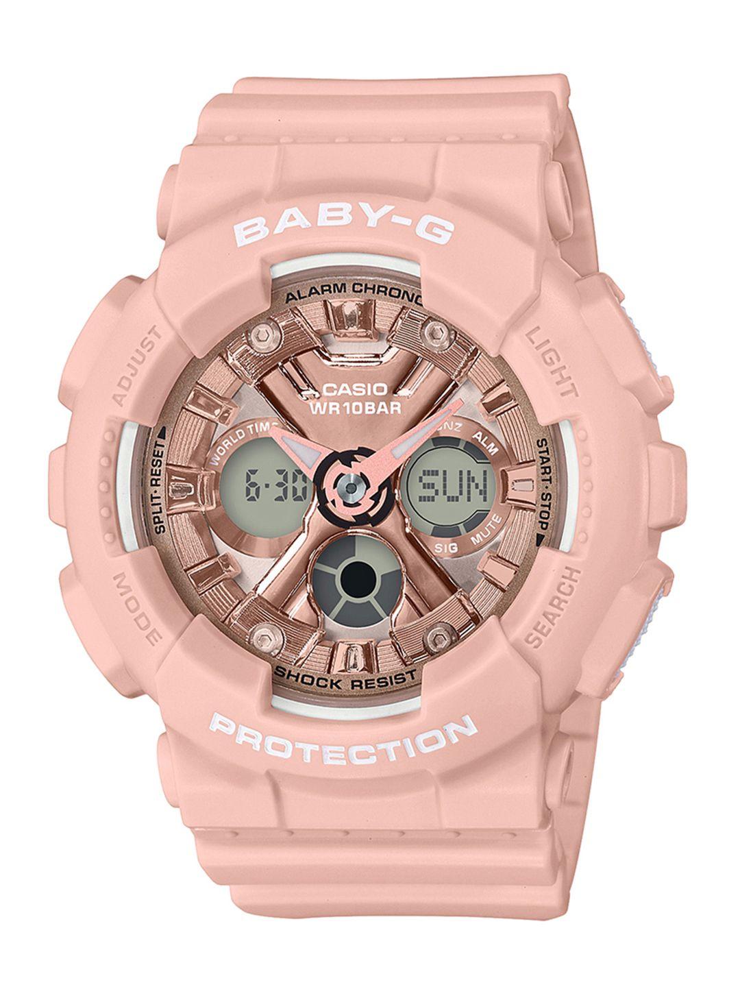 casio baby-g women rose gold analogue and digital watch bx167 ba-130-4adr