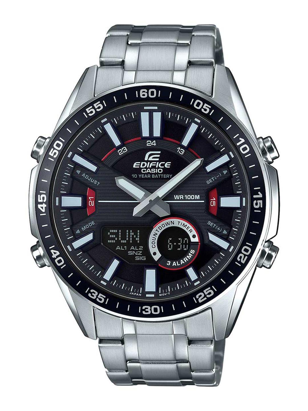 casio edifice men black chronograph analogue and digital watch ex438 efv-c100d-1avdf