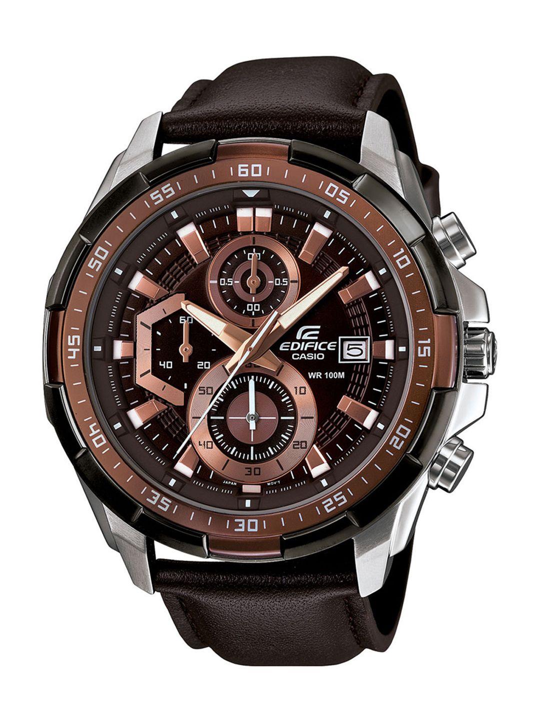 casio edifice men brown dial chronograph watch efr-539l-5avudf - ex194