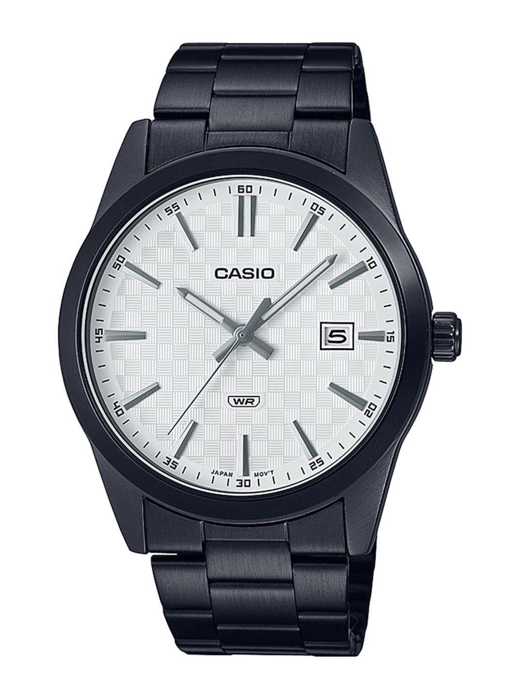 casio men stainless steel bracelet style straps analogue watch a2091