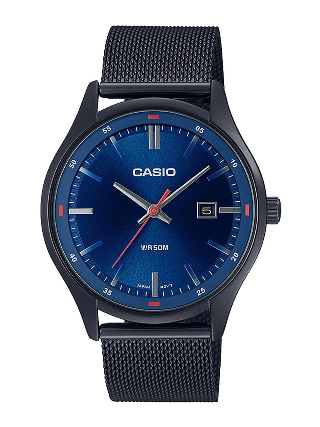 casio men stainless steel bracelet style straps analogue watch a2104