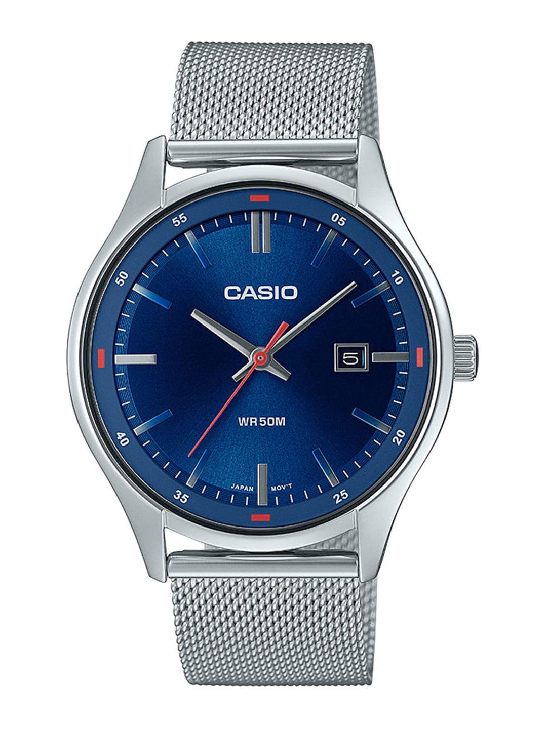 casio men stainless steel bracelet style straps analogue watch a2107