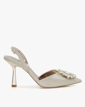 casis brooch slingback stilettos