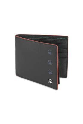 caspian leather casual passcase wallet - black