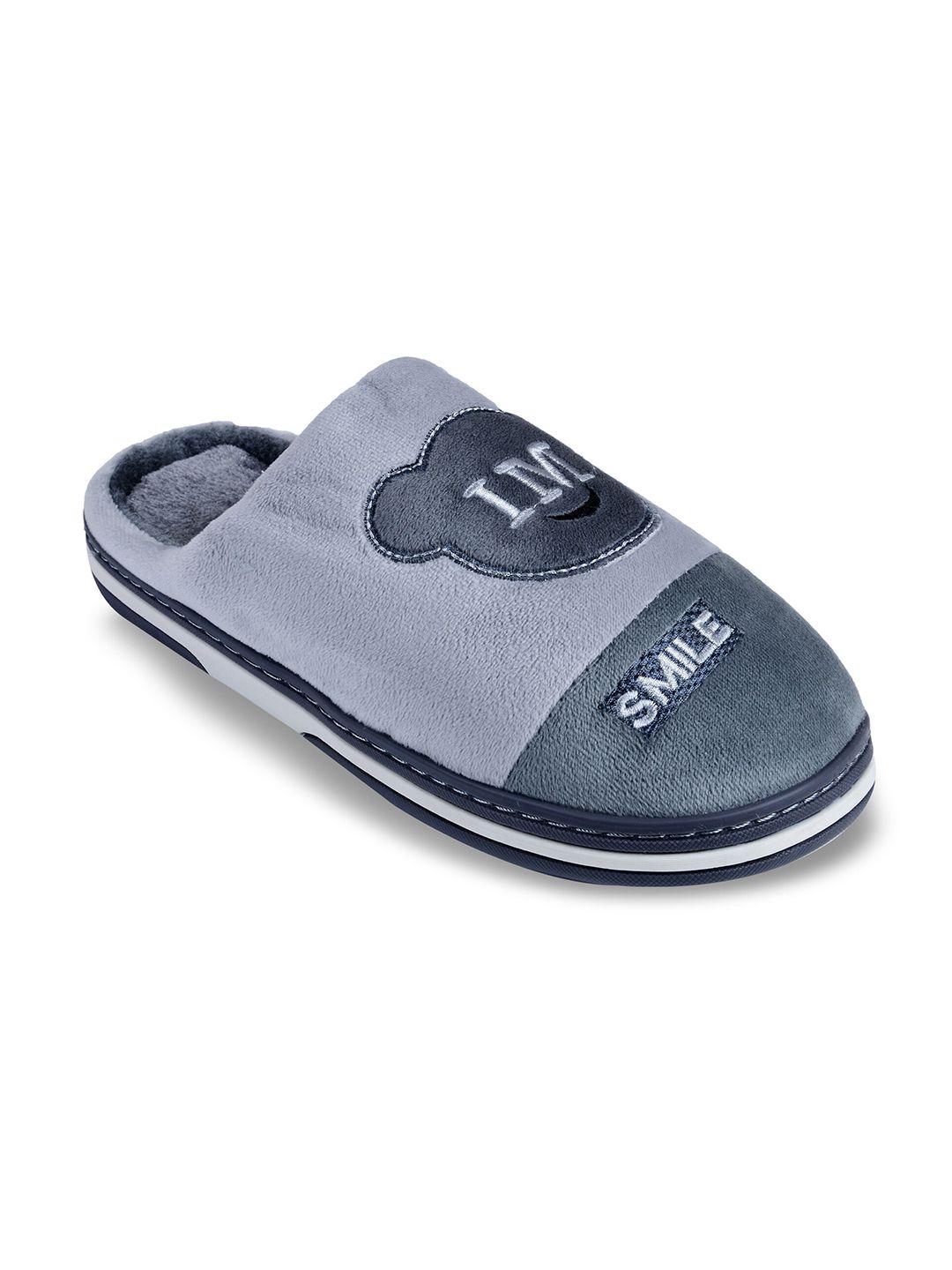 cassiey men grey & black printed room slippers