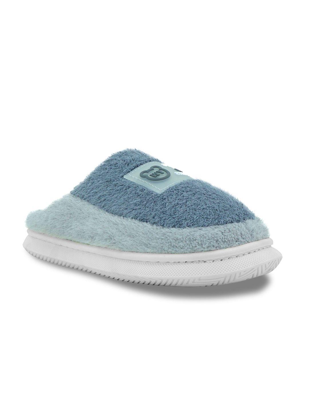 cassiey men grey & blue colourblocked room slippers