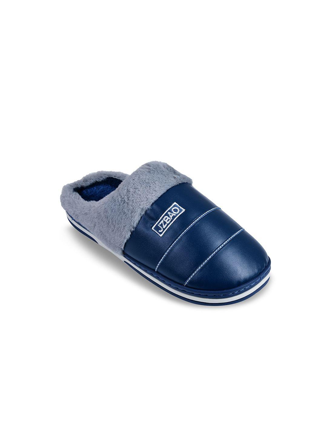 cassiey men navy blue & grey room slippers