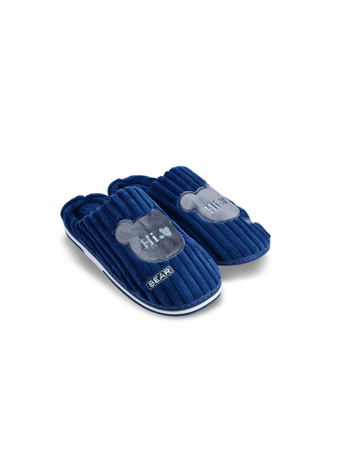 cassiey men navy blue & white room slippers