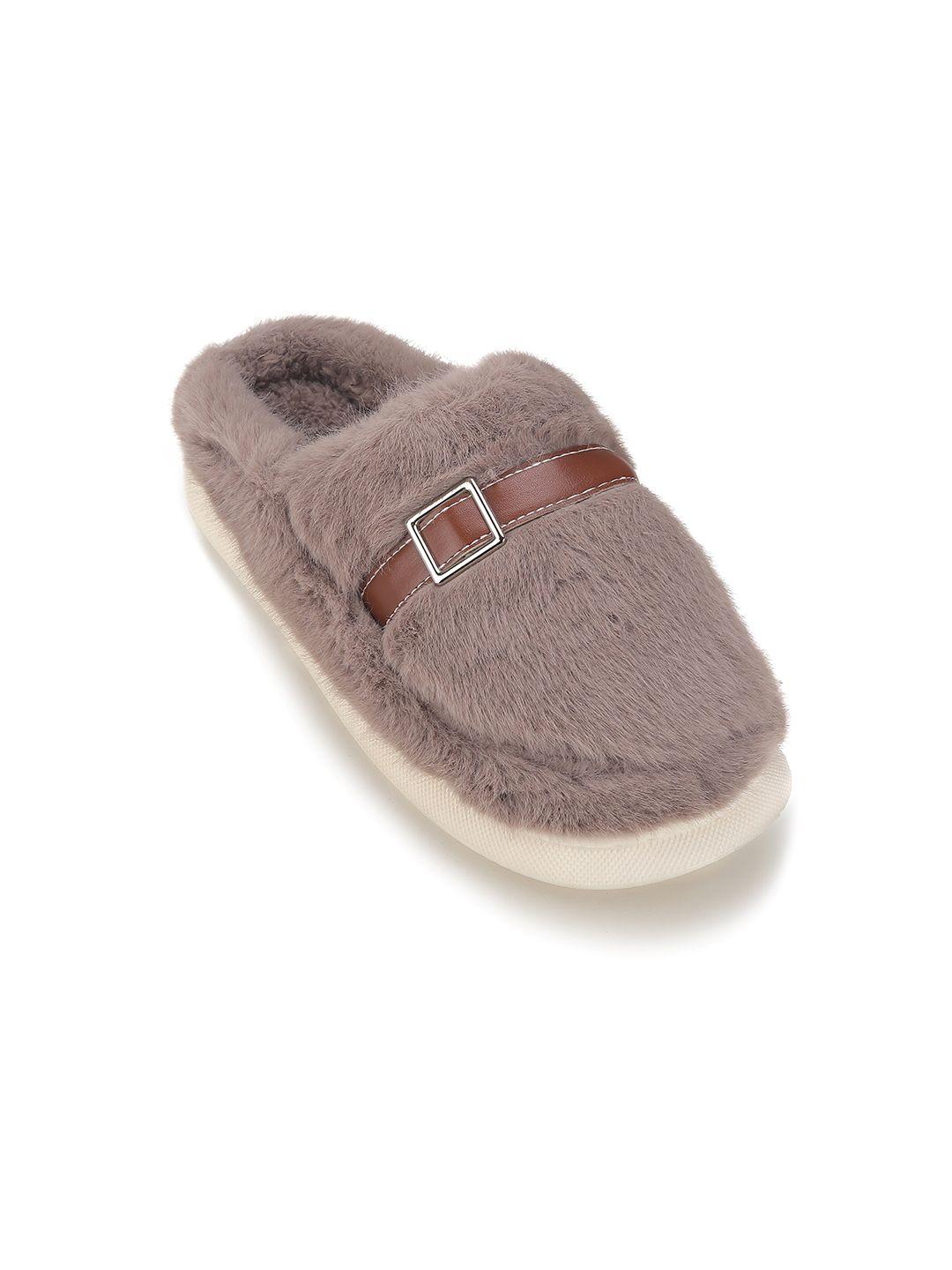 cassiey men winter comfy fur room slippers with buckle detail