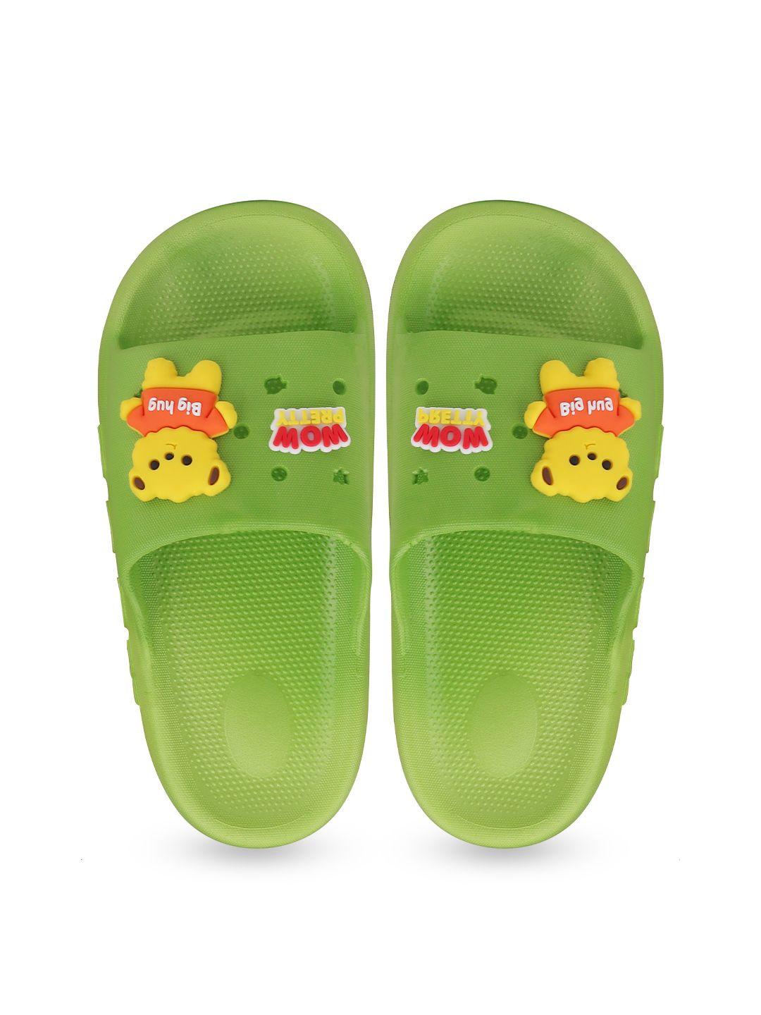 cassiey unisex kids green & yellow rubber sliders