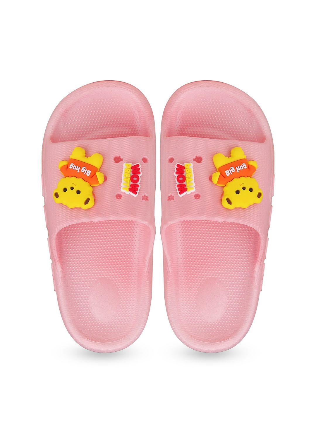 cassiey unisex kids pink & yellow rubber sliders