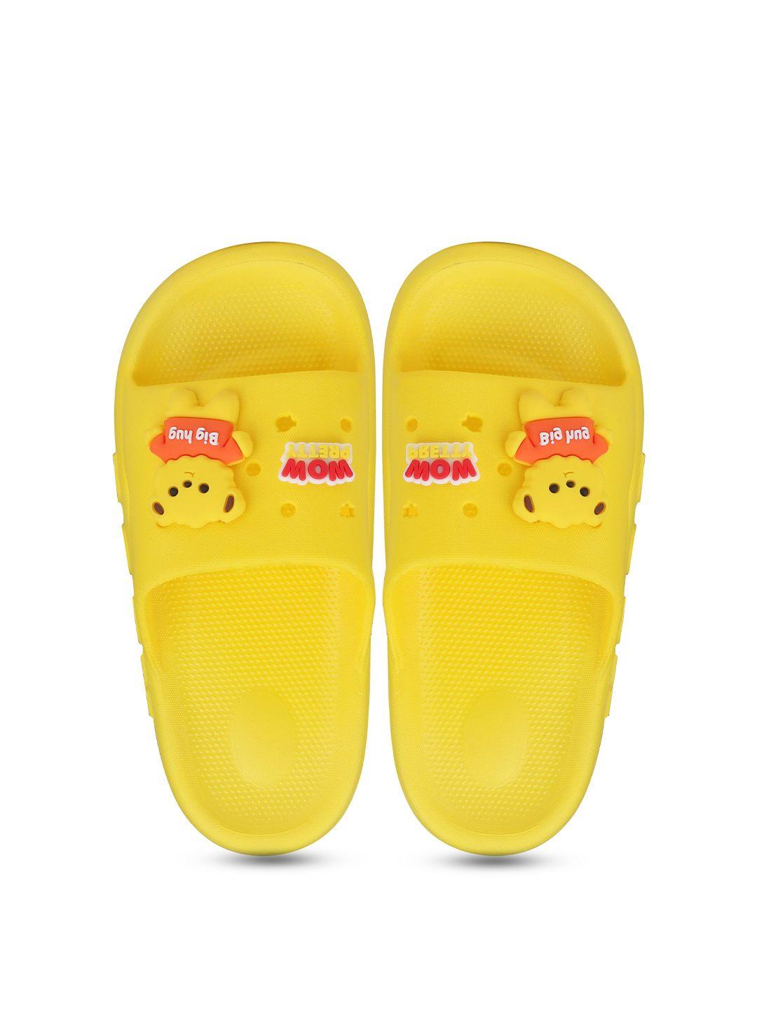 cassiey unisex kids yellow & red rubber sliders