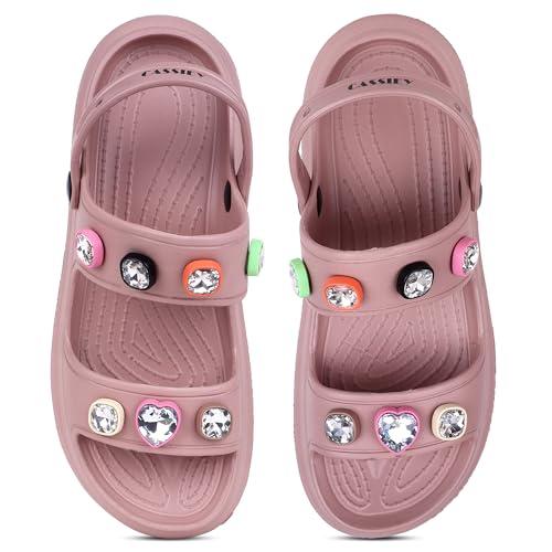 cassiey women fashionable comfortable lightweight slingback stons clogs sandals, outdoor eva clogs- peach