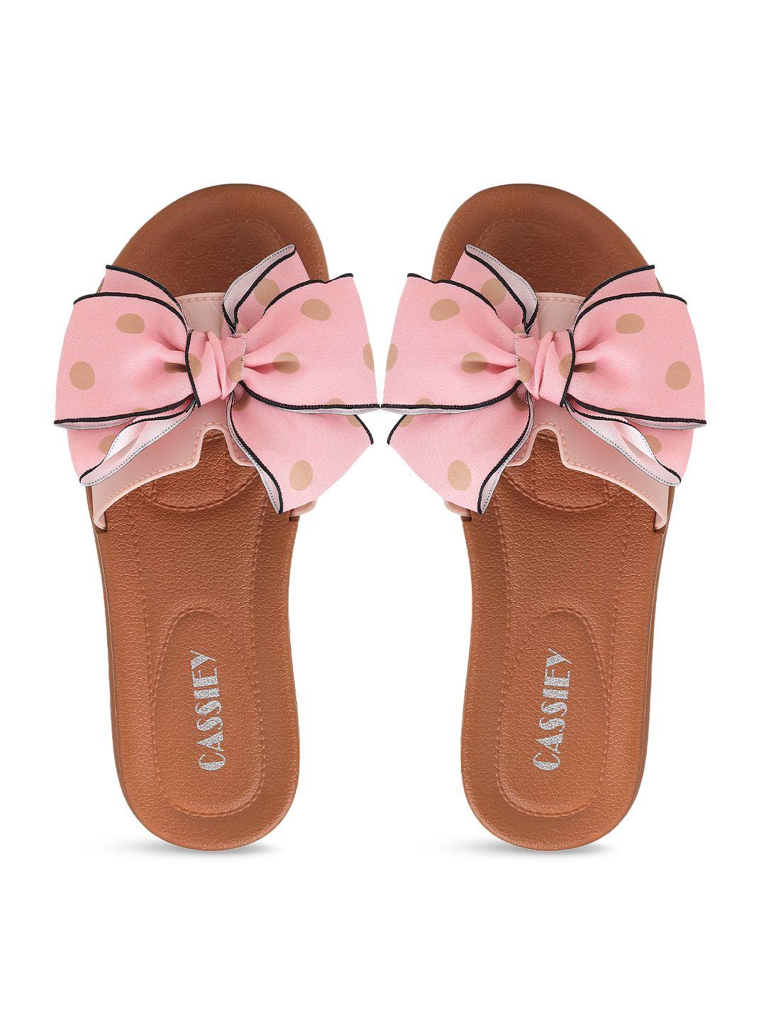 cassiey women printed comfortable rubber sliders with bows