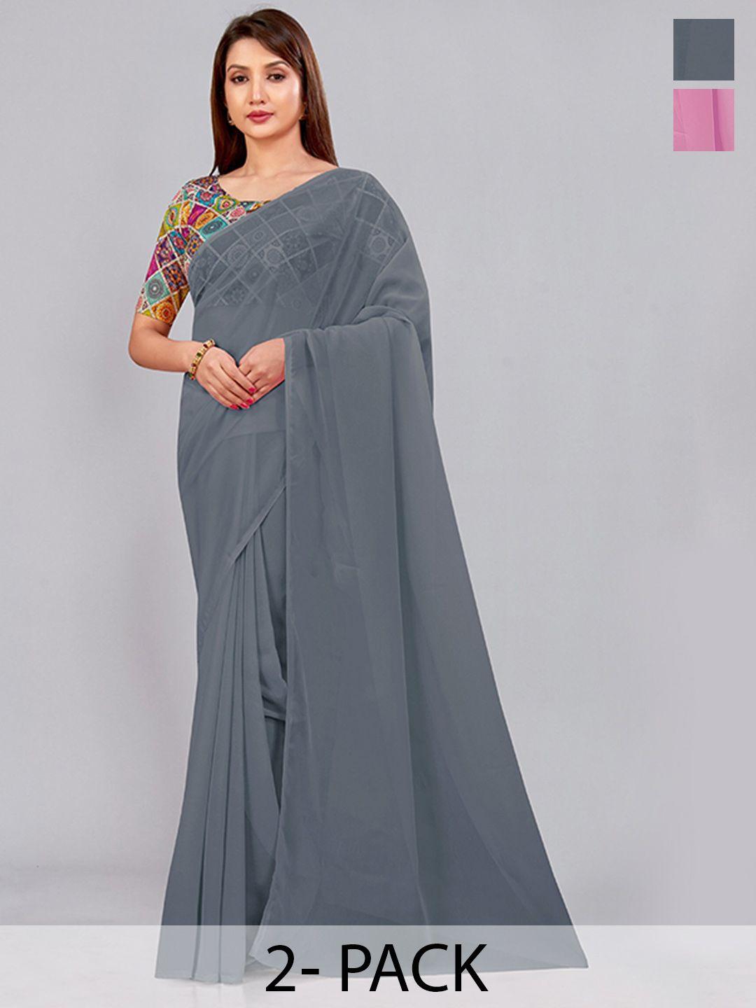 castillofab  selection of 2 pure georgette saree