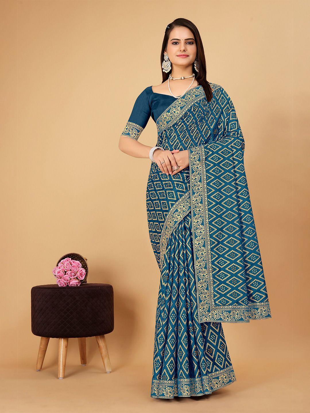 castillofab geometric printed woven design zari saree