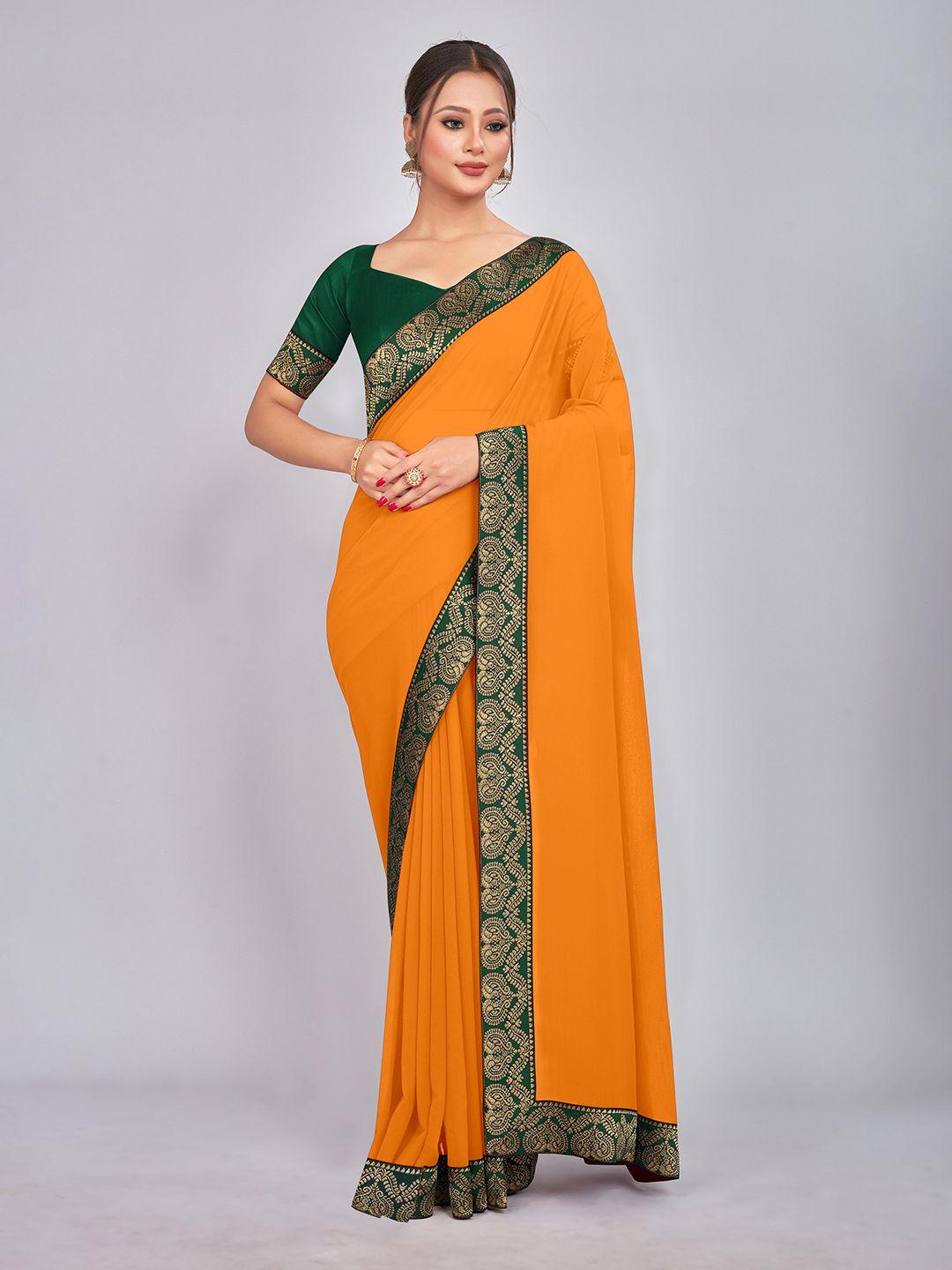 castillofab mustard pure georgette saree