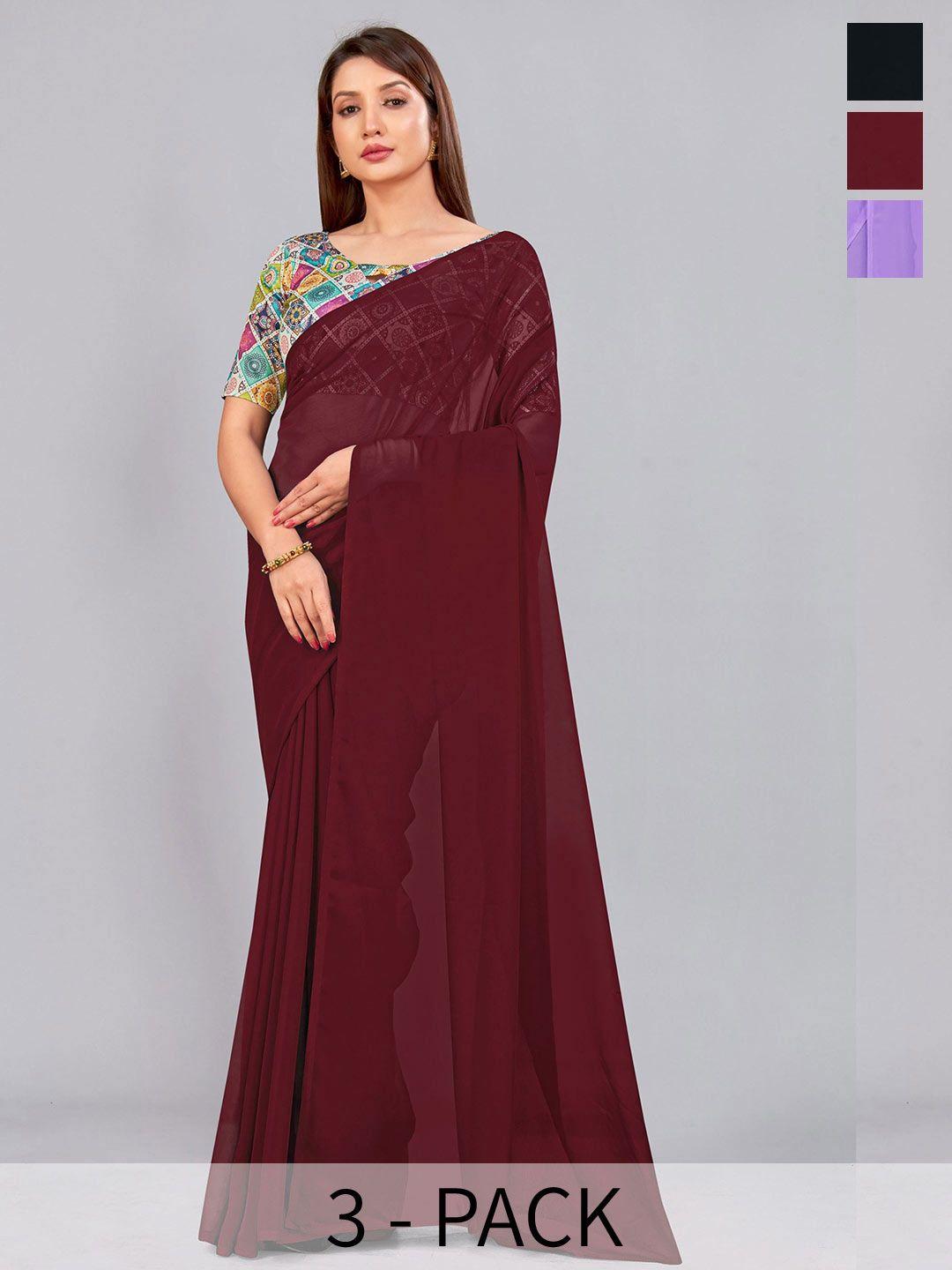 castillofab selection of 3  pure georgette saree