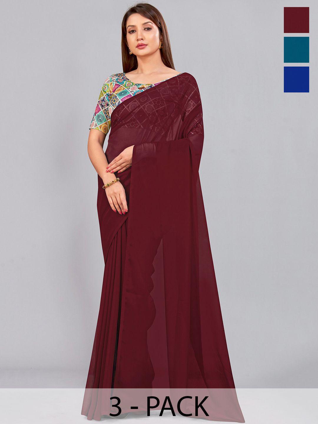 castillofab selection of 3  pure georgette saree