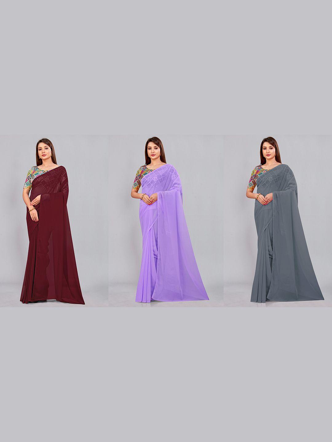 castillofab selection of 3 ethnic pure georgette sarees